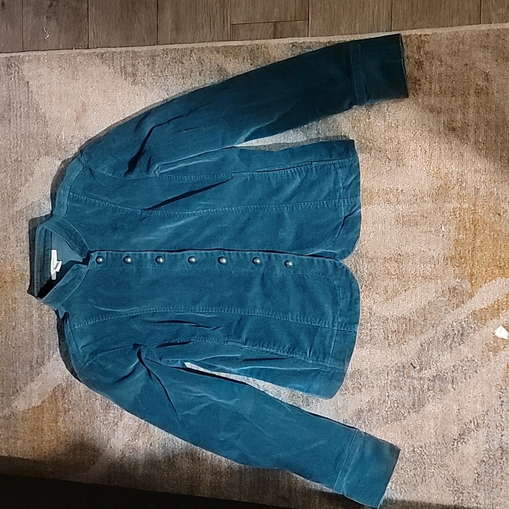 Aqua Blue Corduroy Button Down Blazer Jacket
